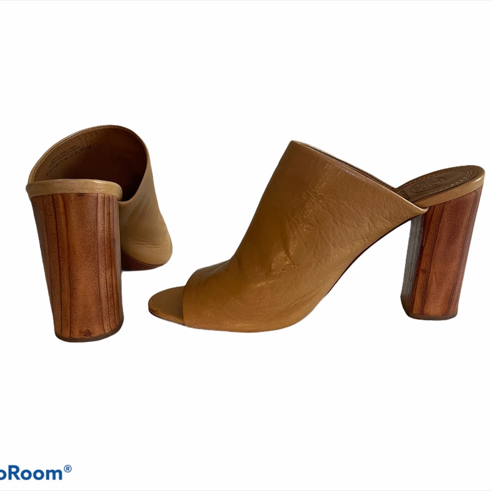 TORY BURCH RAYA 100m Tan leather mules size 9.5M